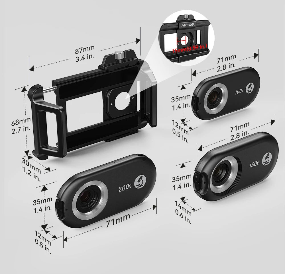 APEXEL NEW PhoneMicro 5 100X -200X Microscope Lens for Phone Lens 3 in 1 Magnification MacroLens with LED Smartphone Accessories